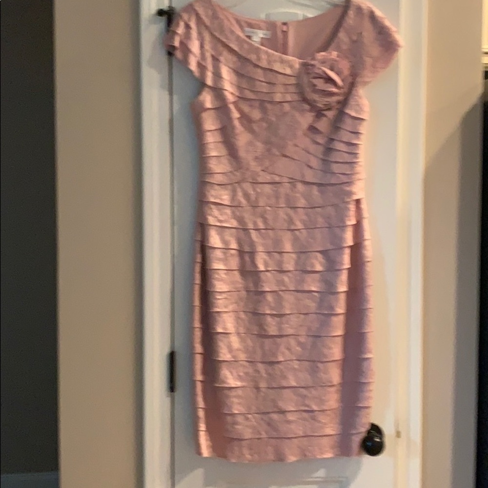 Pink Midi dress. Cute flower made onto dress.